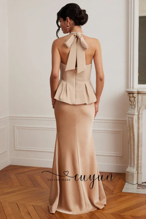 Philippa Halter Ruffle Detail Evening Maxi Dress