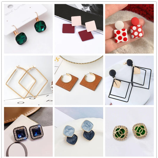 Quinn Crystal and Enamel Geometric Drop Earrings