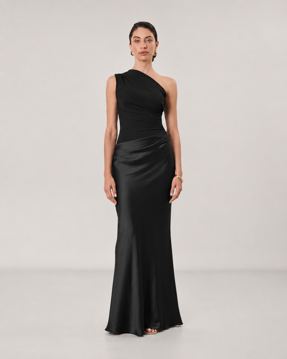 Salma One Shoulder Satin Maxi Dress