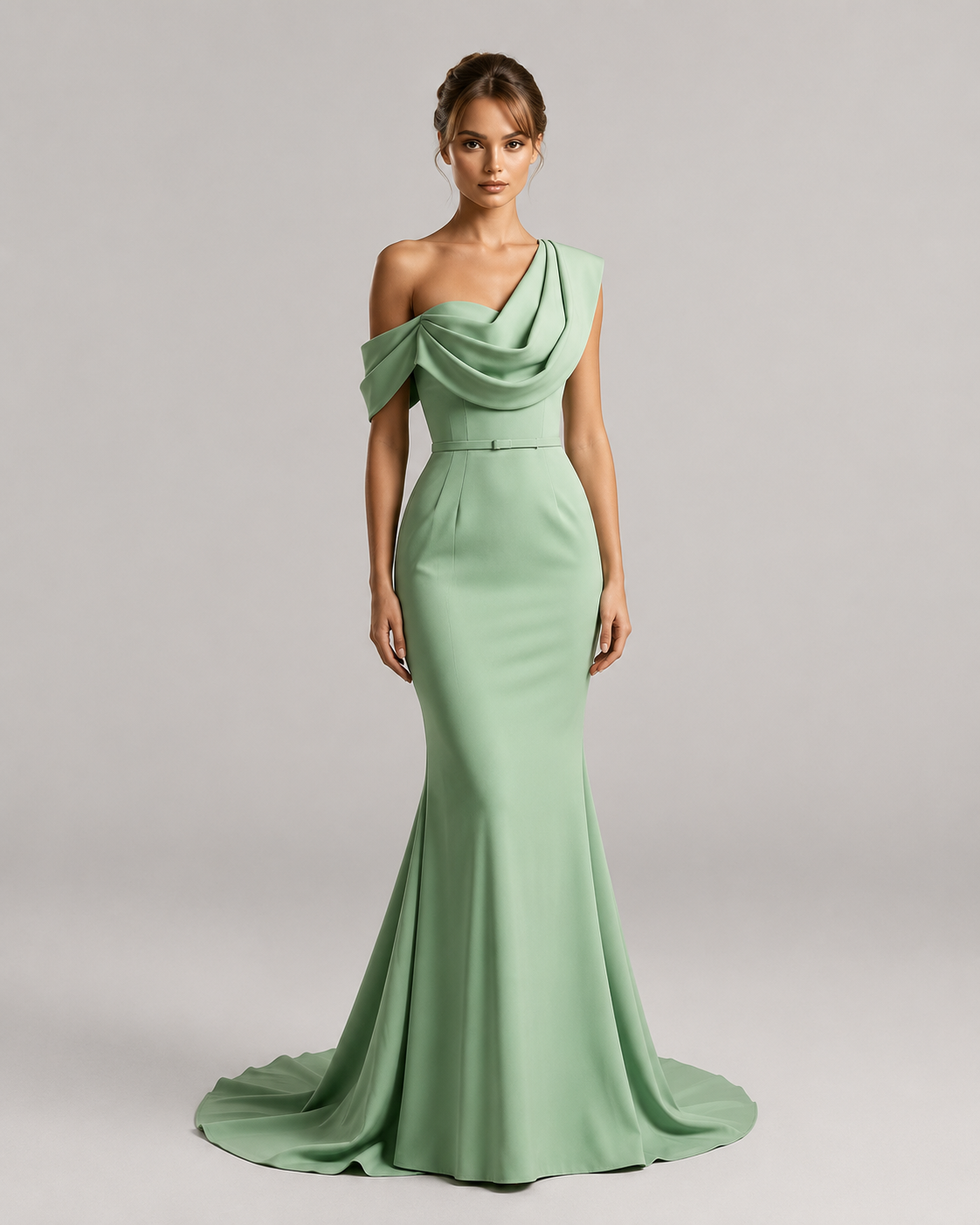 sage green satin prom dress Guinevere in Silhouette: Drop Waist Summer Nights 🌺 #Honolulu The sweetheart top and Size:Made-To-Order