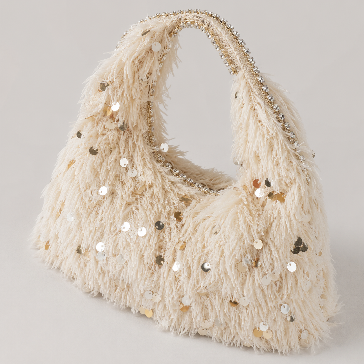 Soho Plush Velvet Sequin Square Crossbody Bag