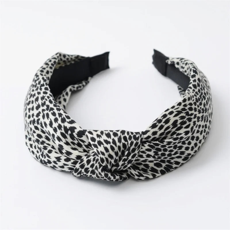 Nala Vintage Leopard Print Satin Knot Headband