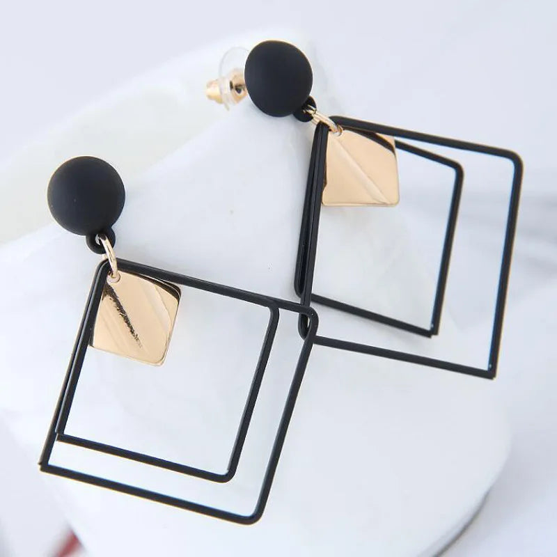 Quinn Crystal and Enamel Geometric Drop Earrings