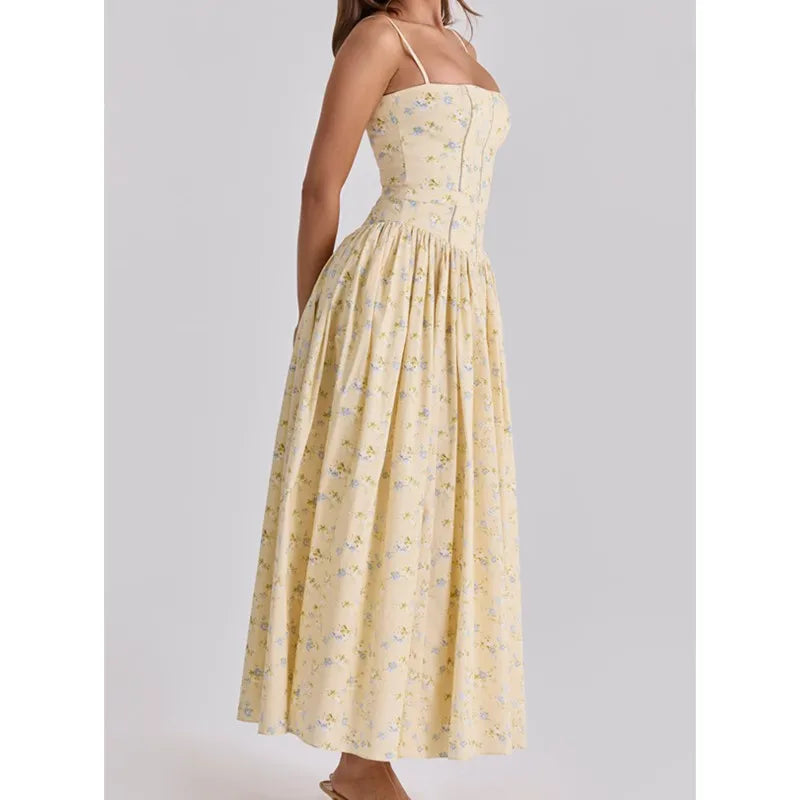 Dulcie Strappy Floral Print A-Line Midi Dress