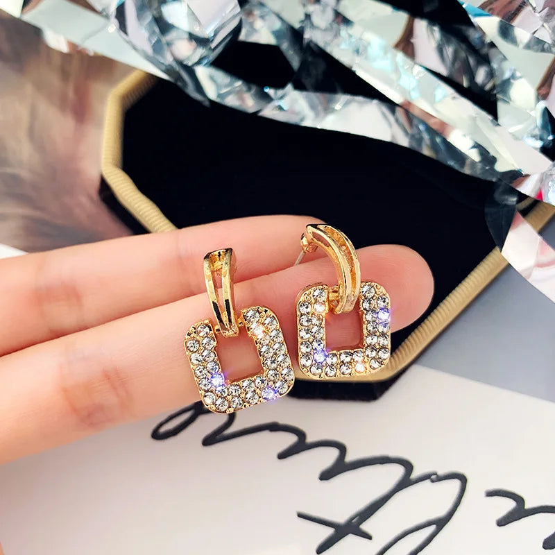 Quinn Crystal and Enamel Geometric Drop Earrings