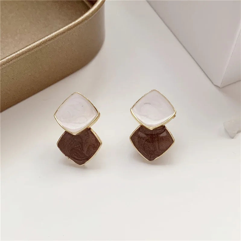 Quinn Crystal and Enamel Geometric Drop Earrings