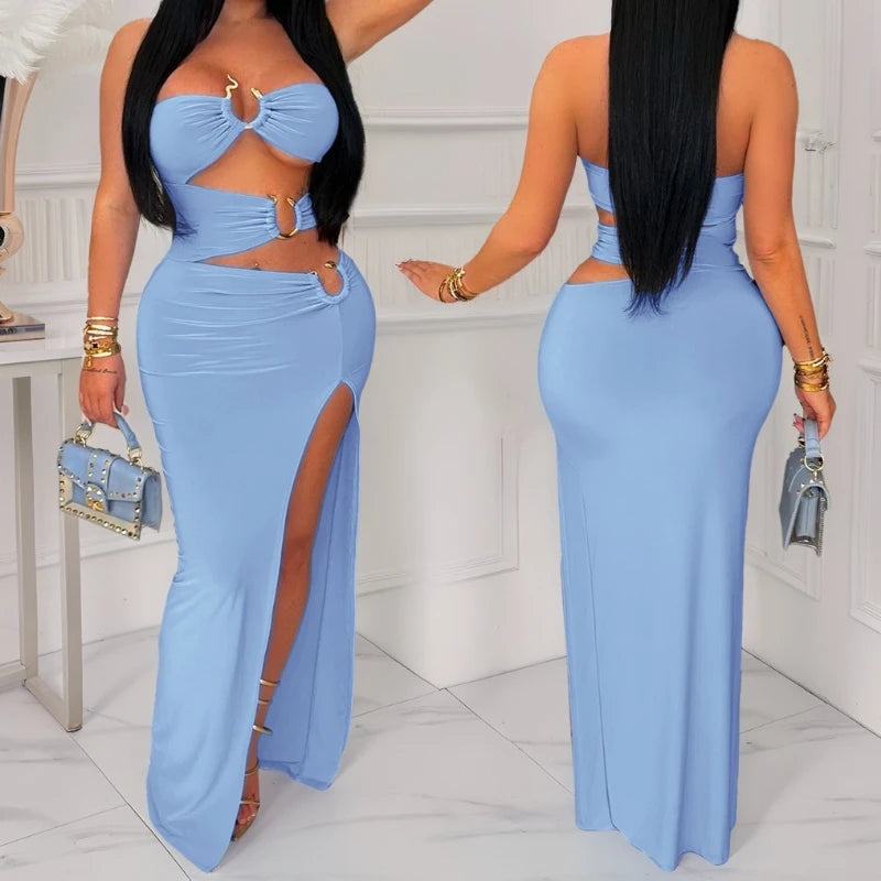 Sylvie Strapless Cut-Out Bodycon Maxi Party Dress