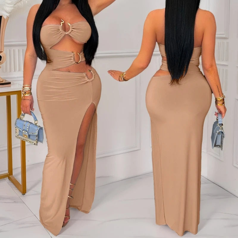 Sylvie Strapless Cut-Out Bodycon Maxi Party Dress