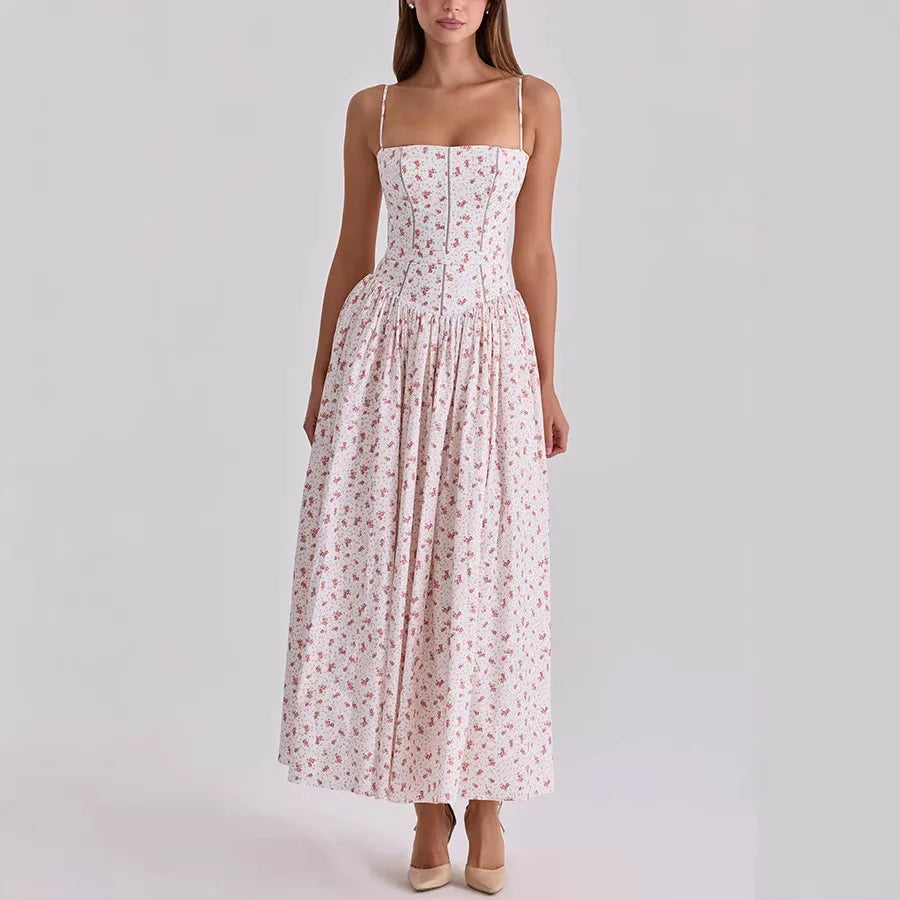 Dulcie Strappy Floral Print A-Line Midi Dress