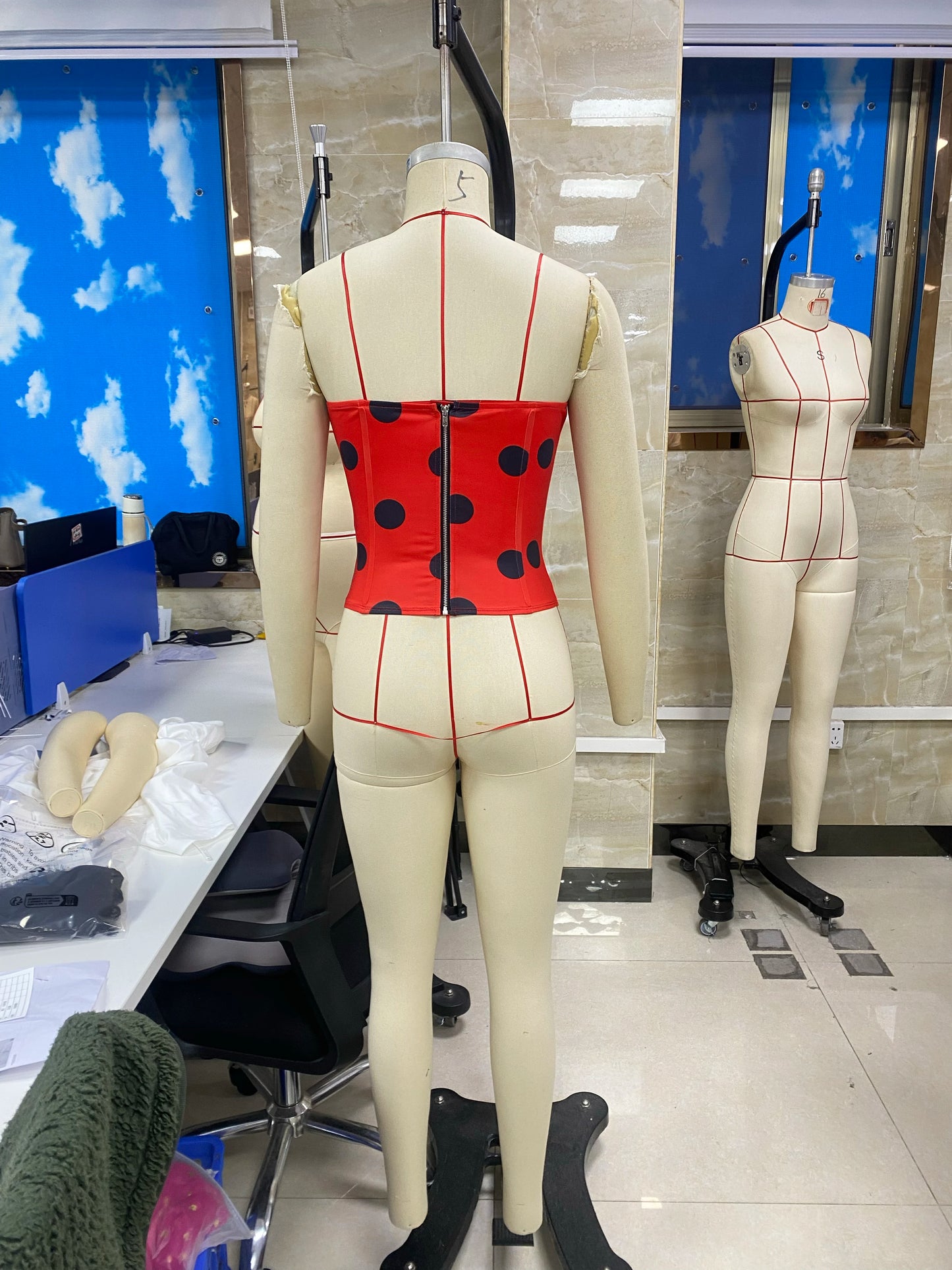 Dodie Polka Dot Tie Front Strapless Corset Top