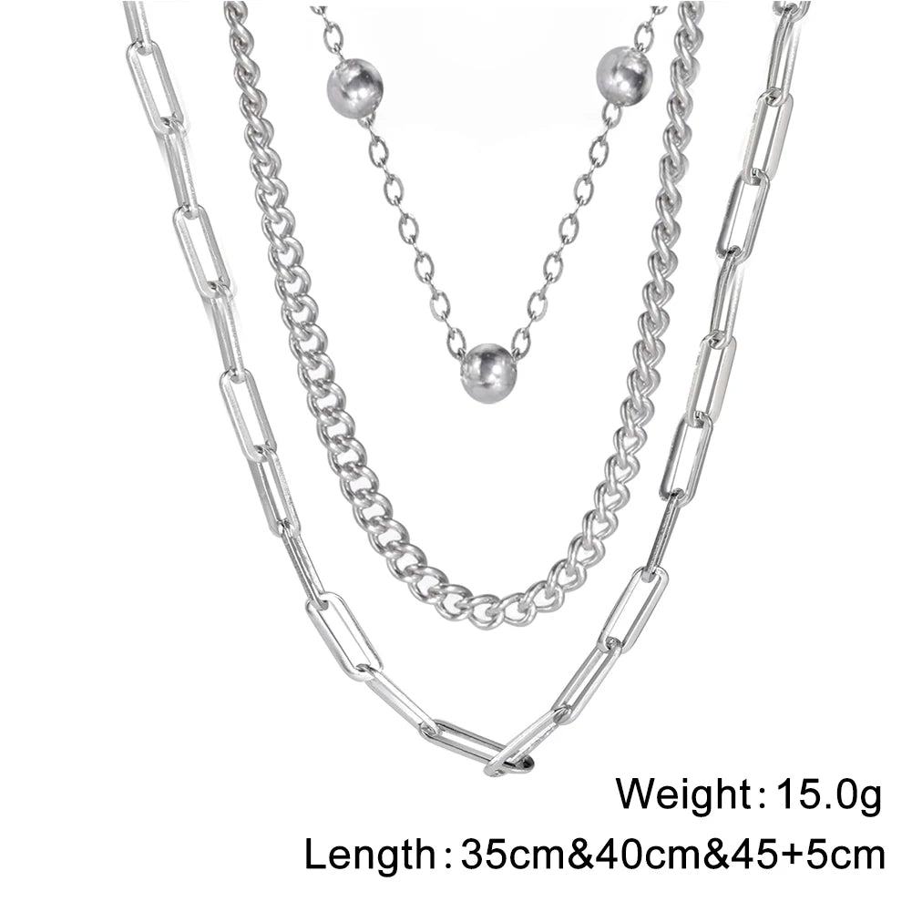 Lois Heart Lock Layered Stainless Steel Necklace