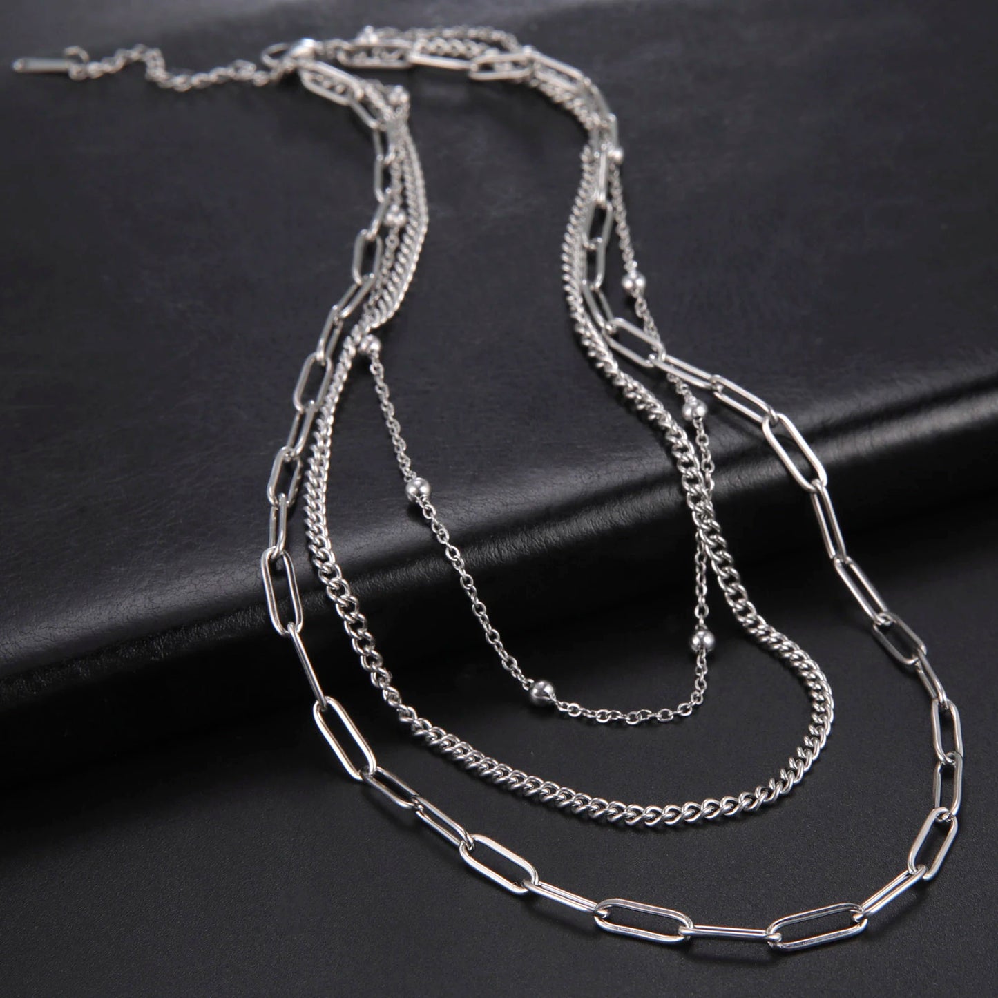 Lois Heart Lock Layered Stainless Steel Necklace