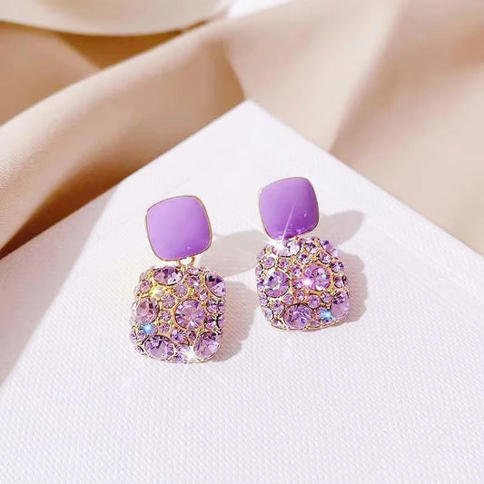 Quinn Crystal and Enamel Geometric Drop Earrings