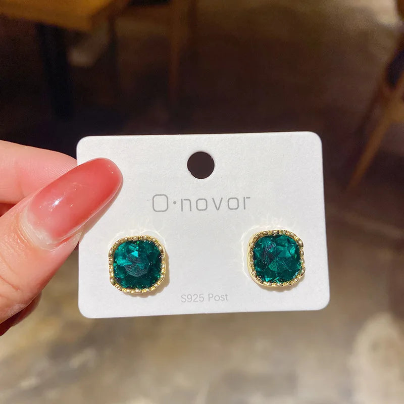 Quinn Crystal and Enamel Geometric Drop Earrings