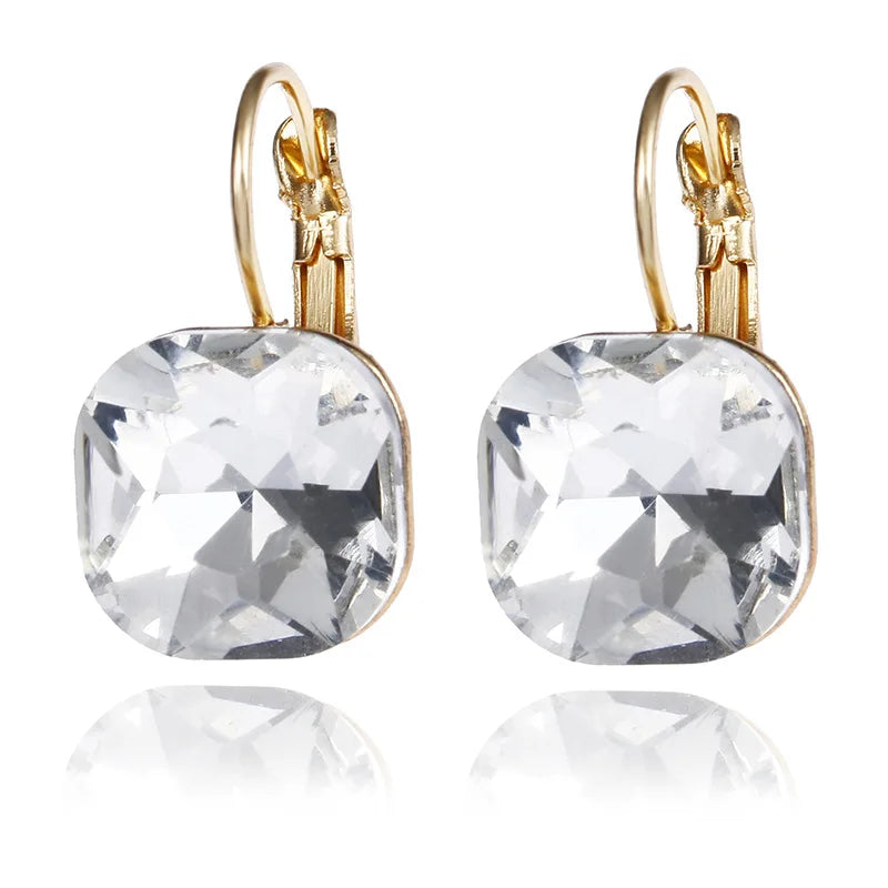 Quinn Crystal and Enamel Geometric Drop Earrings