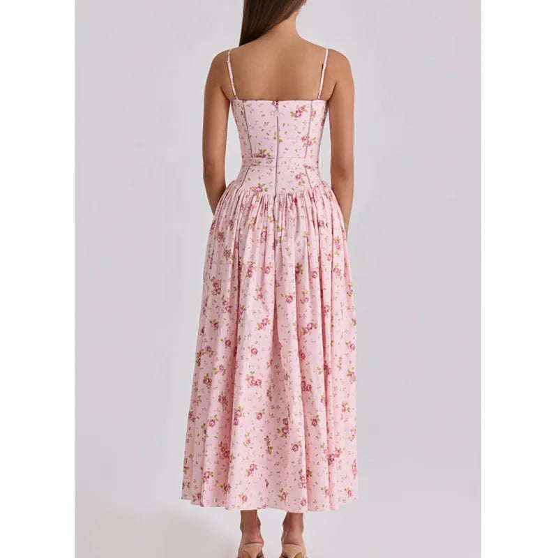 Dulcie Strappy Floral Print A-Line Midi Dress