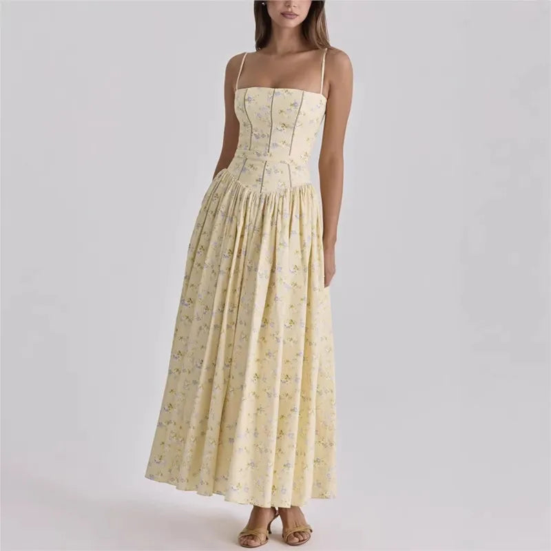 Dulcie Strappy Floral Print A-Line Midi Dress