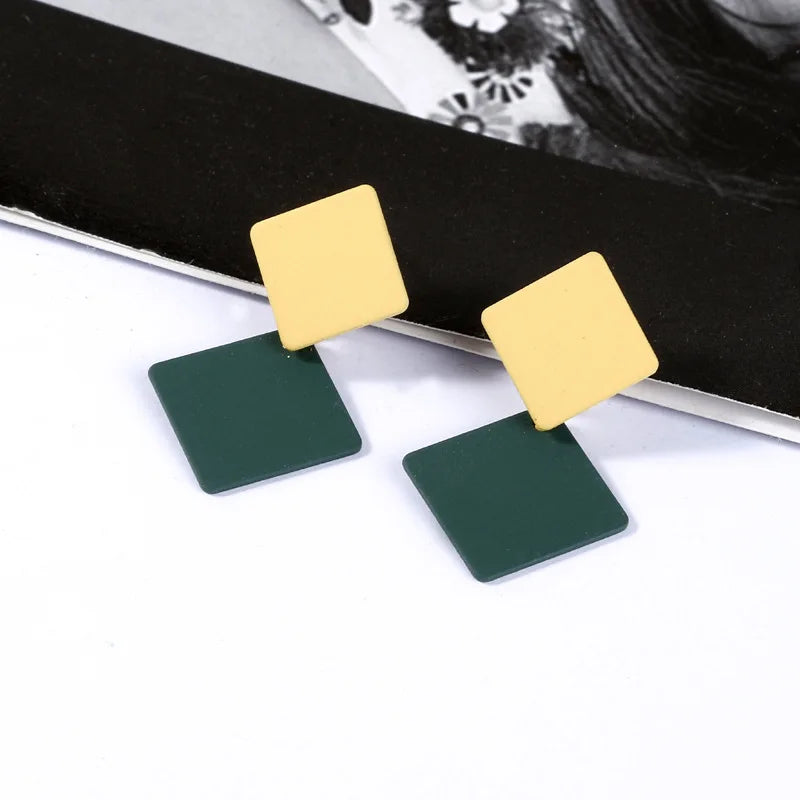 Quinn Crystal and Enamel Geometric Drop Earrings