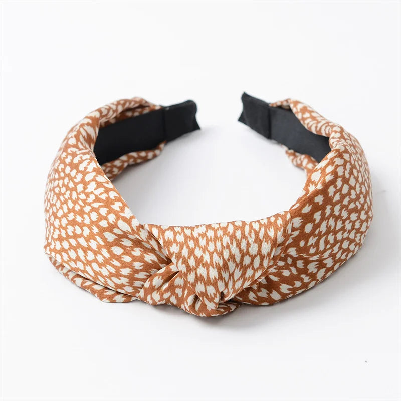Nala Vintage Leopard Print Satin Knot Headband
