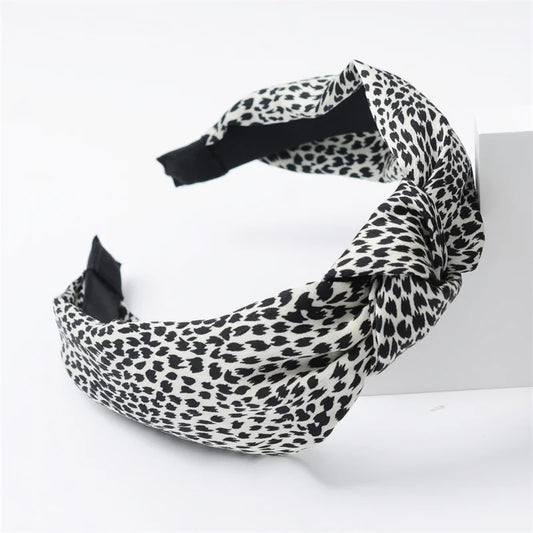 Nala Vintage Leopard Print Satin Knot Headband