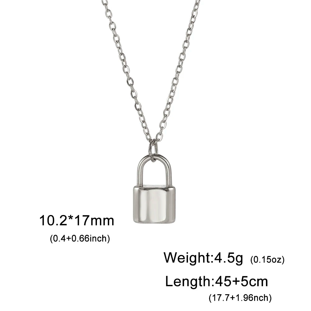 Lois Heart Lock Layered Stainless Steel Necklace