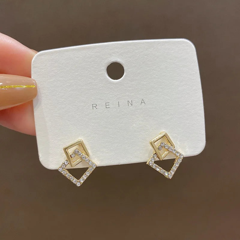 Quinn Crystal and Enamel Geometric Drop Earrings