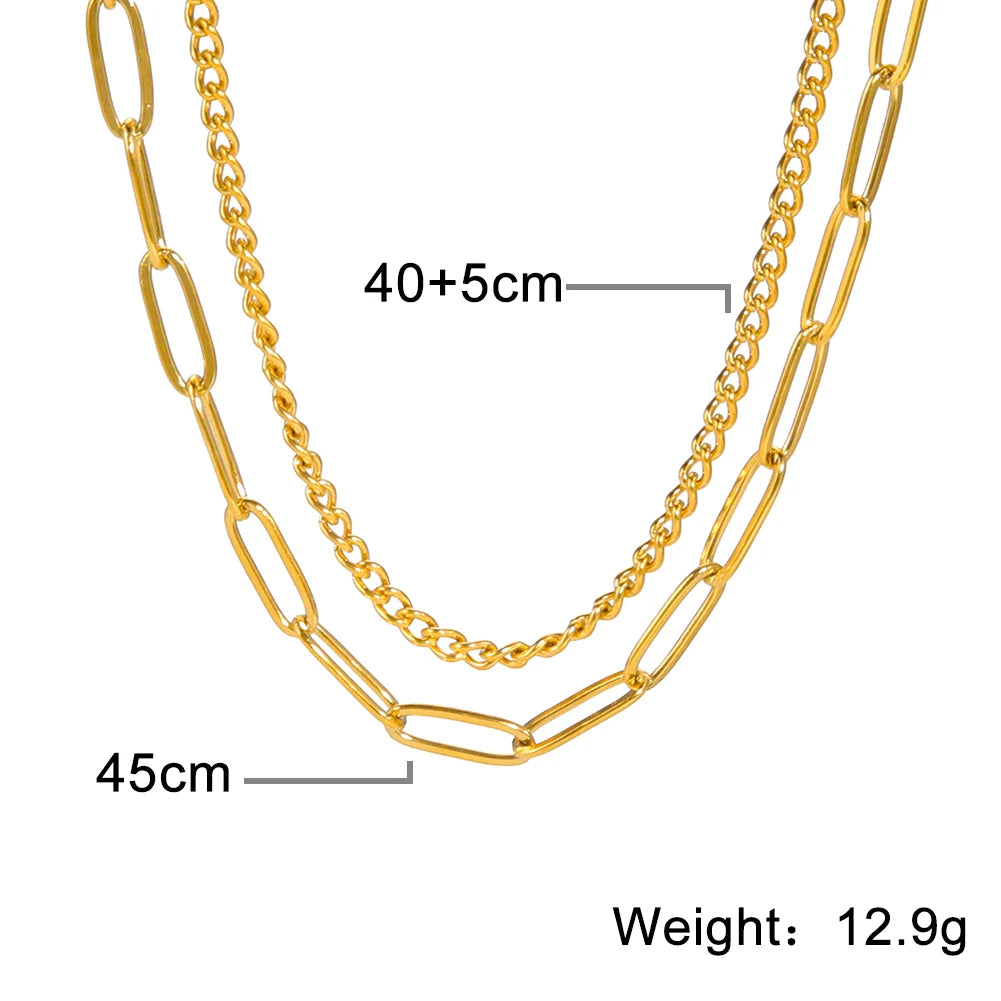 Lois Heart Lock Layered Stainless Steel Necklace
