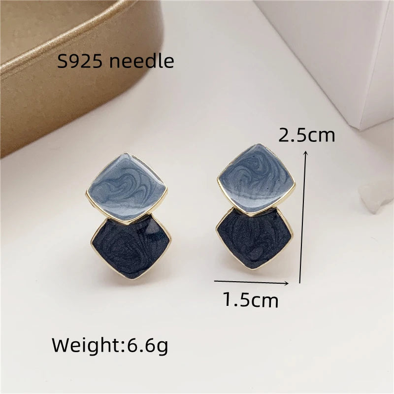 Quinn Crystal and Enamel Geometric Drop Earrings