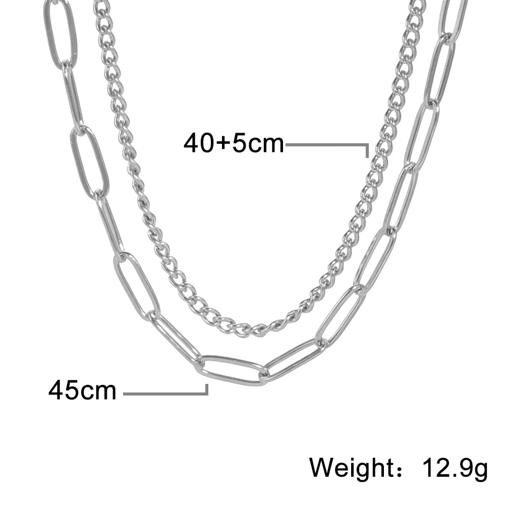 Lois Heart Lock Layered Stainless Steel Necklace