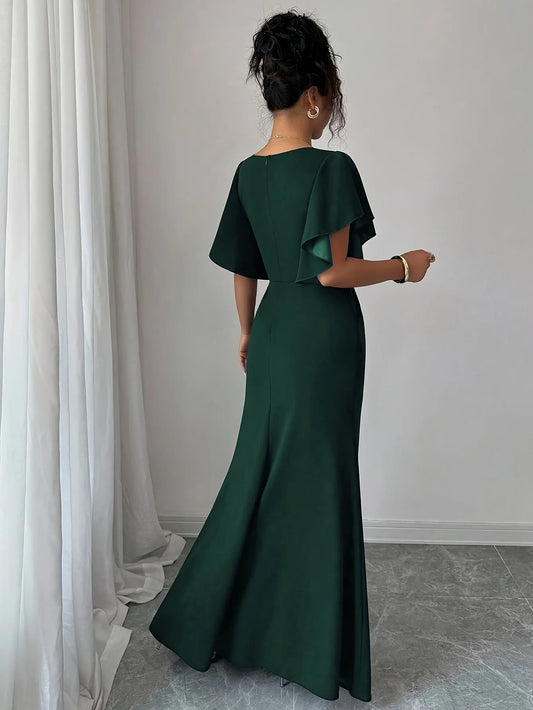 Ines Butterfly Sleeve V-Neck Split Maxi Dress
