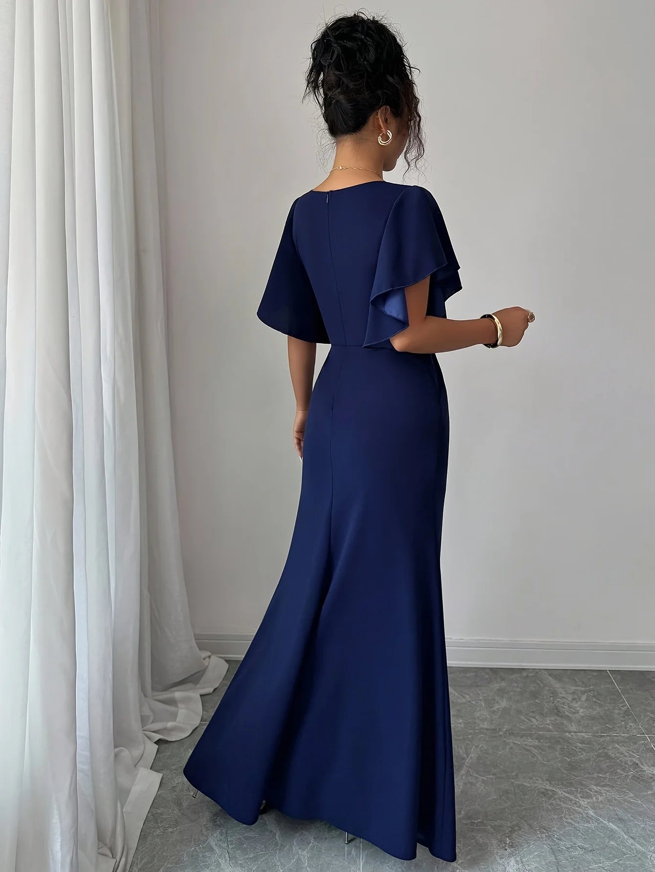 Ines Butterfly Sleeve V-Neck Split Maxi Dress