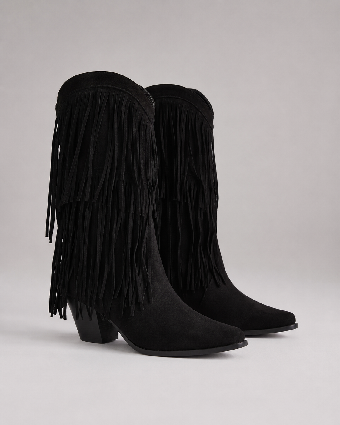 Tabitha Fringe Detail Block Heel Winter Boots