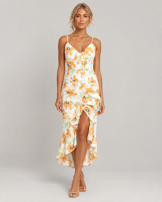 Florence Sleeveless V-Neck Floral Print Maxi Dress