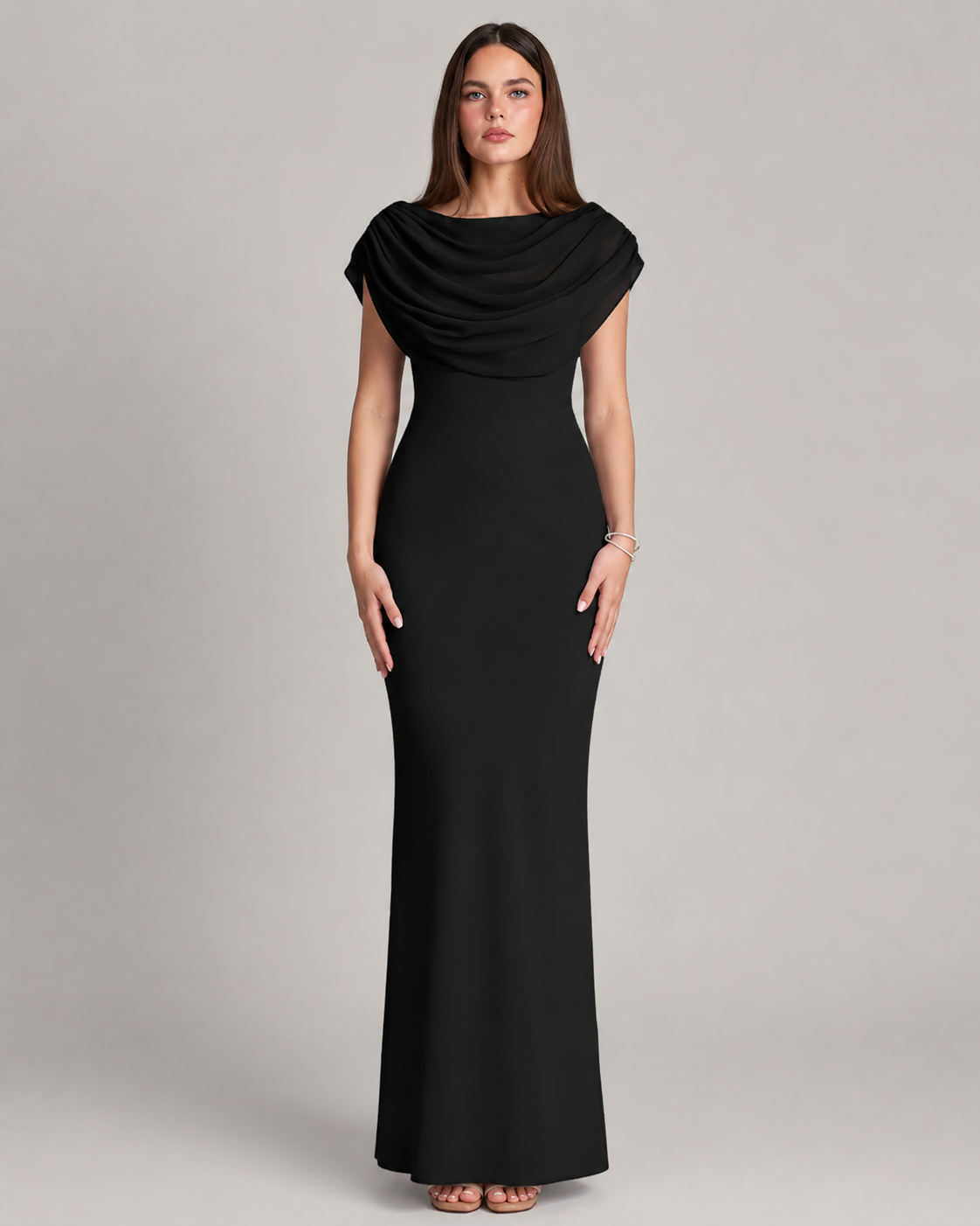 Margot Chiffon Capelet Mermaid Bridesmaid Maxi Dress