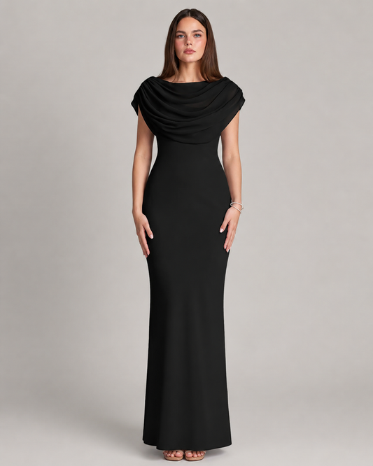 Margot Chiffon Capelet Mermaid Bridesmaid Maxi Dress