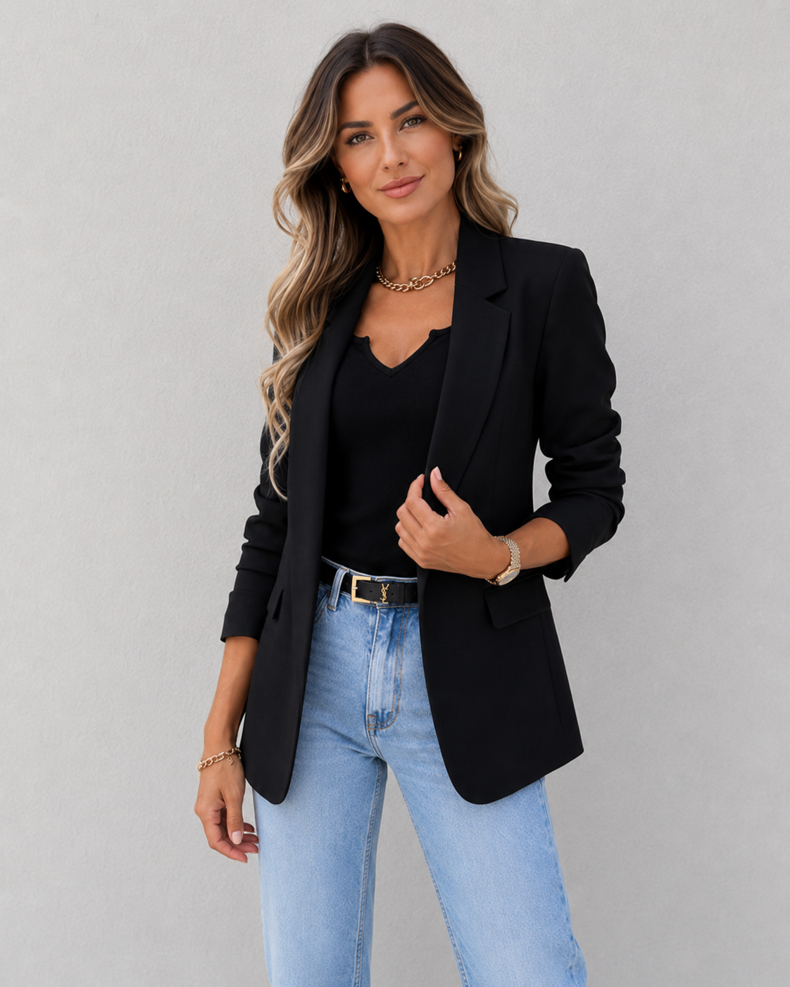 Marcie Turn Down Collar Relaxed Pocket Jacket