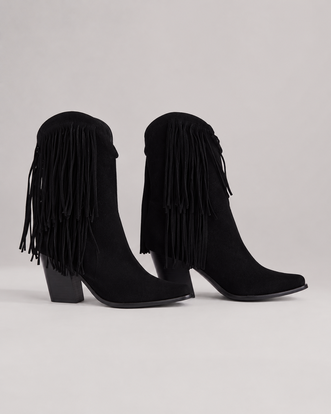 Tabitha Fringe Detail Block Heel Winter Boots
