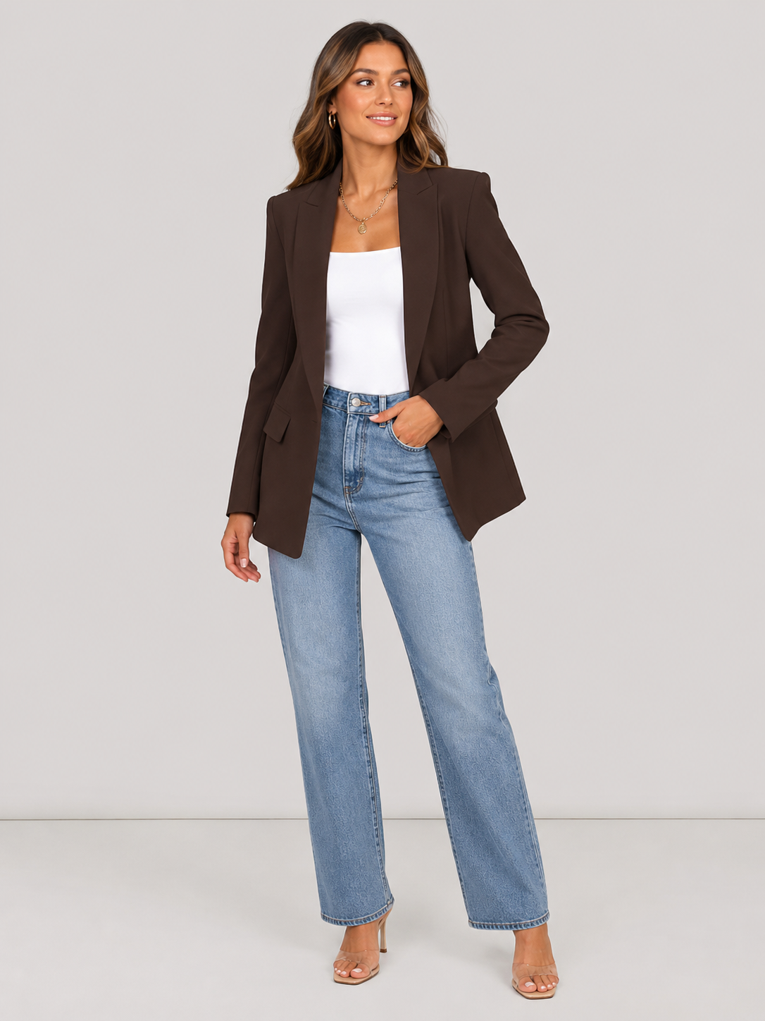 Blair Open Front Notched Lapel Tailored Blazer