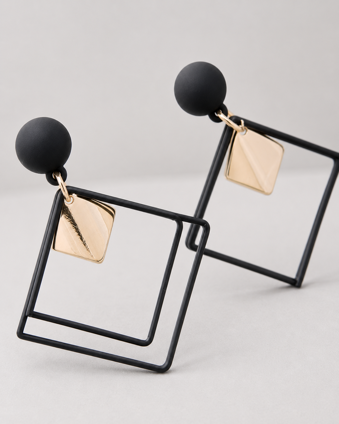 Quinn Crystal and Enamel Geometric Drop Earrings