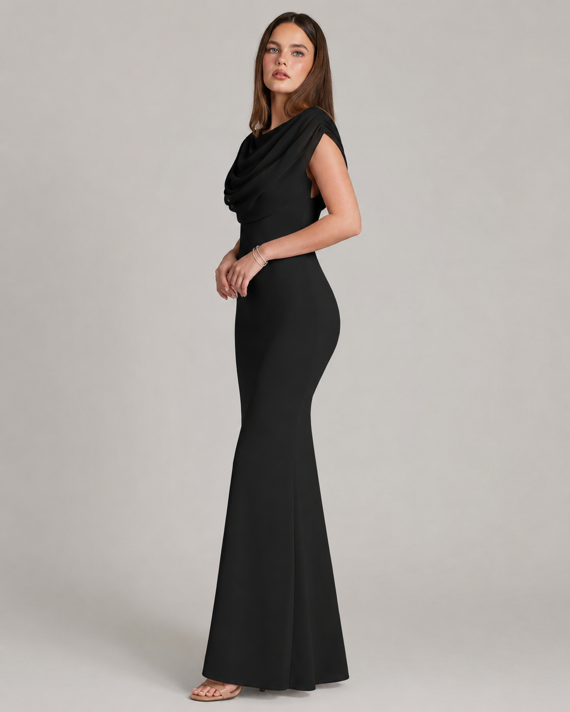 Margot Chiffon Capelet Mermaid Bridesmaid Maxi Dress