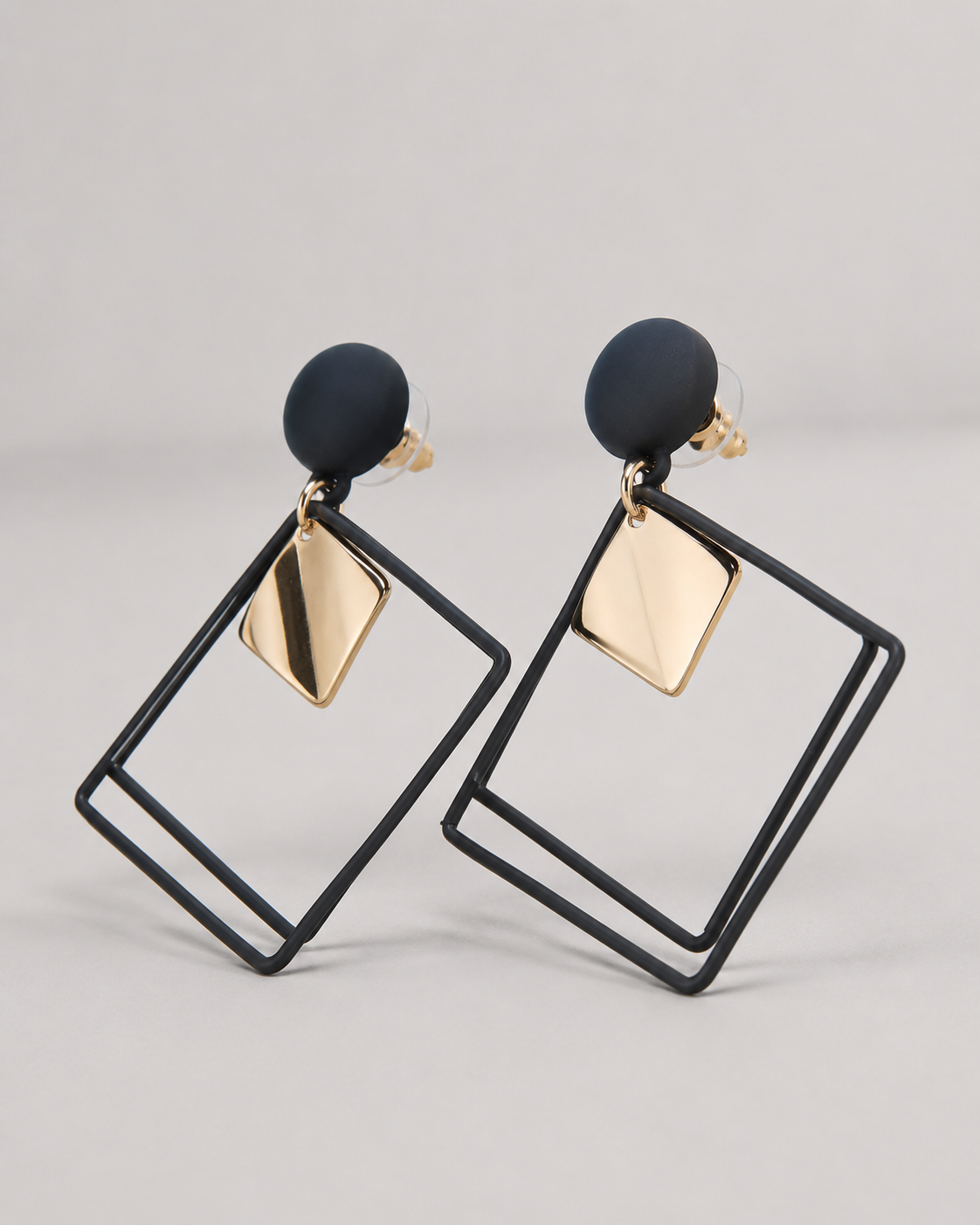 Quinn Crystal and Enamel Geometric Drop Earrings