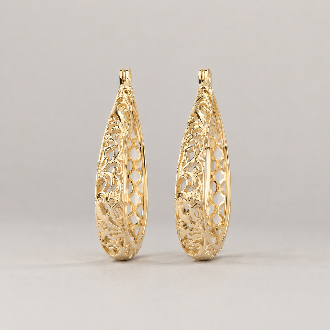 Gilda Vintage Hand Carved Hollow Hoop Earrings