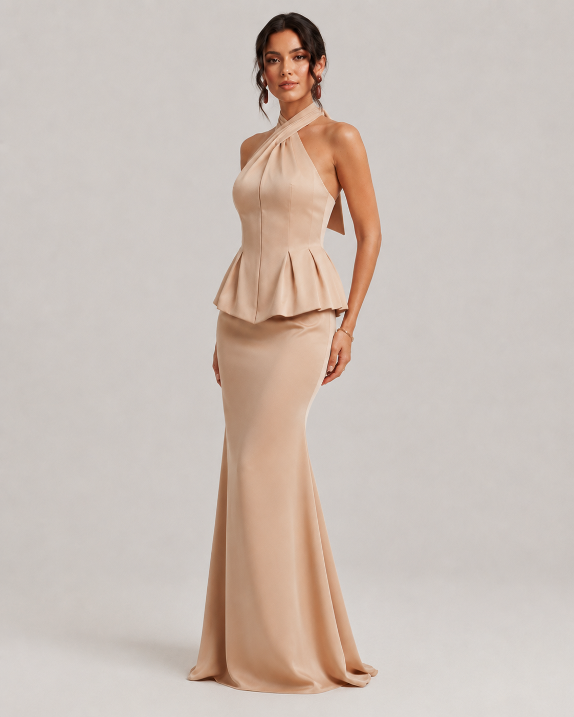Philippa Halter Ruffle Detail Evening Maxi Dress
