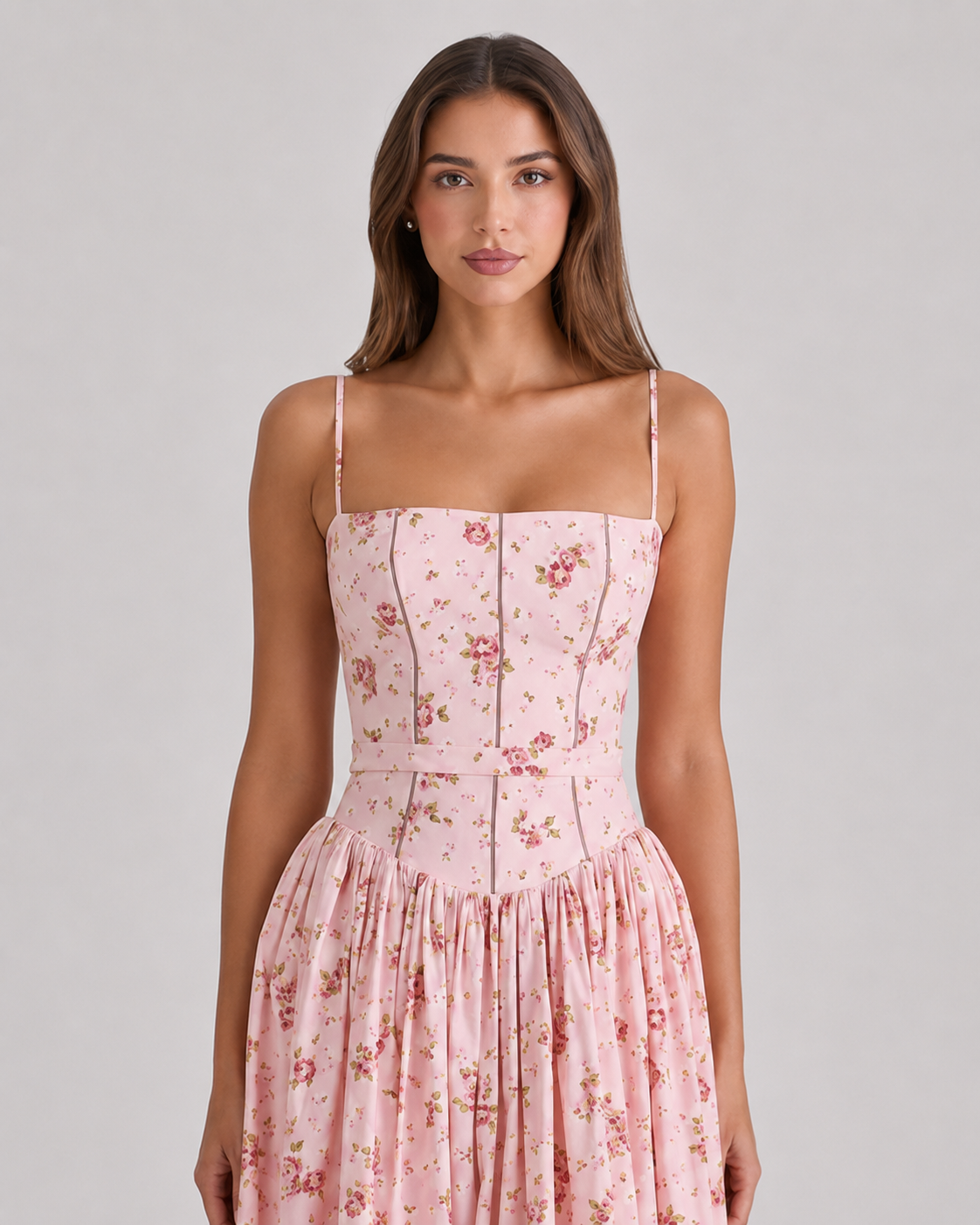 Dulcie Strappy Floral Print A-Line Midi Dress