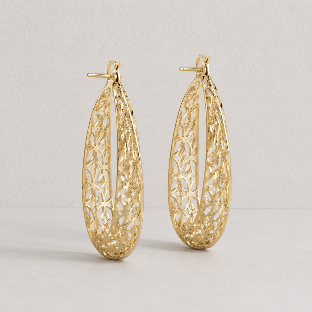 Gilda Vintage Hand Carved Hollow Hoop Earrings