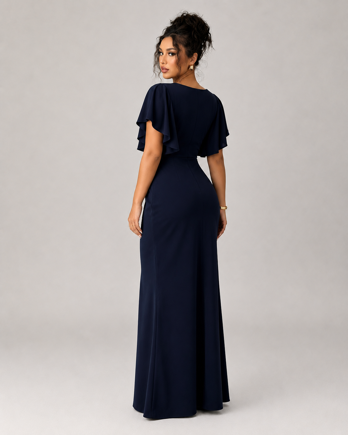 Ines Butterfly Sleeve V-Neck Split Maxi Dress