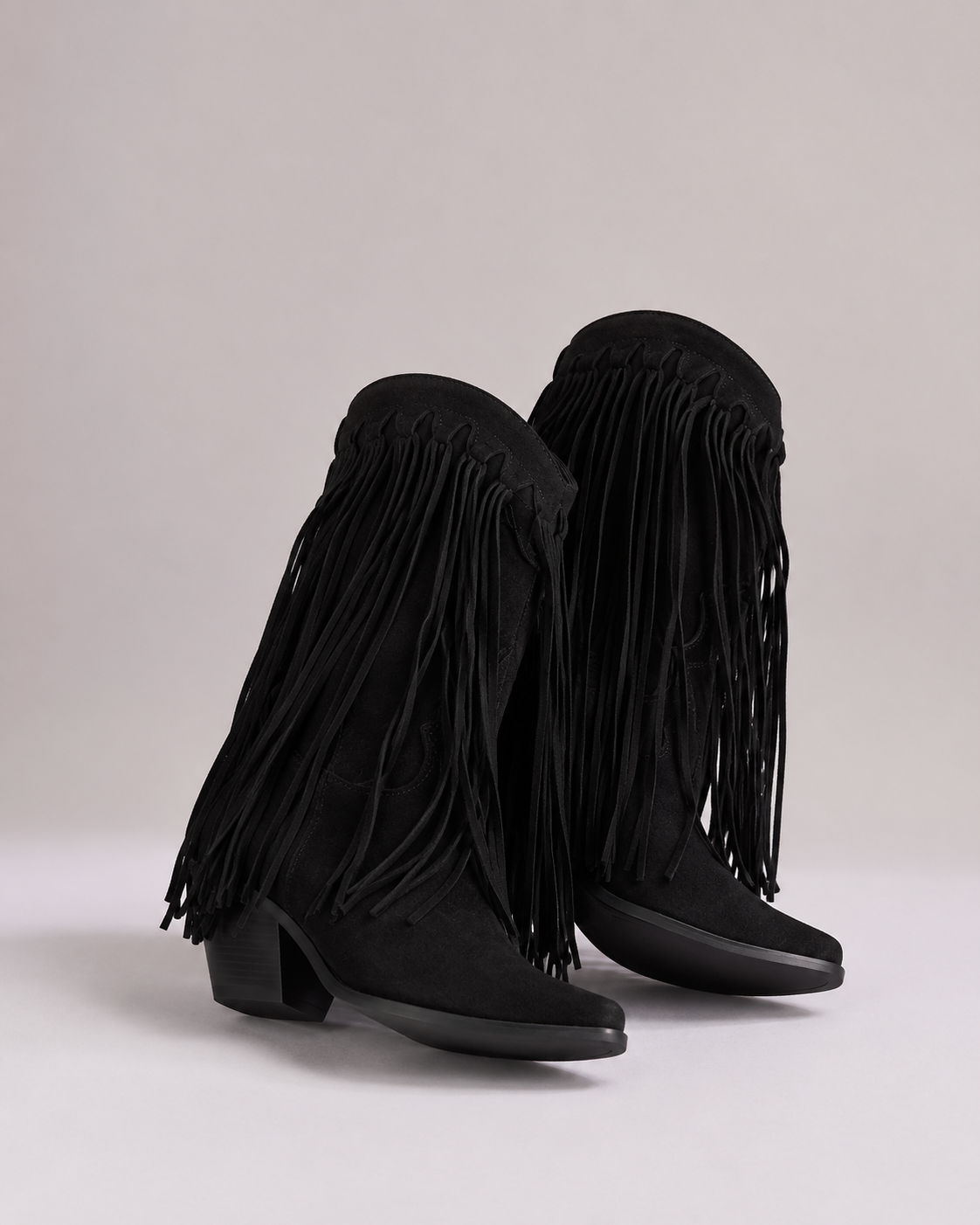 Tabitha Fringe Detail Block Heel Winter Boots