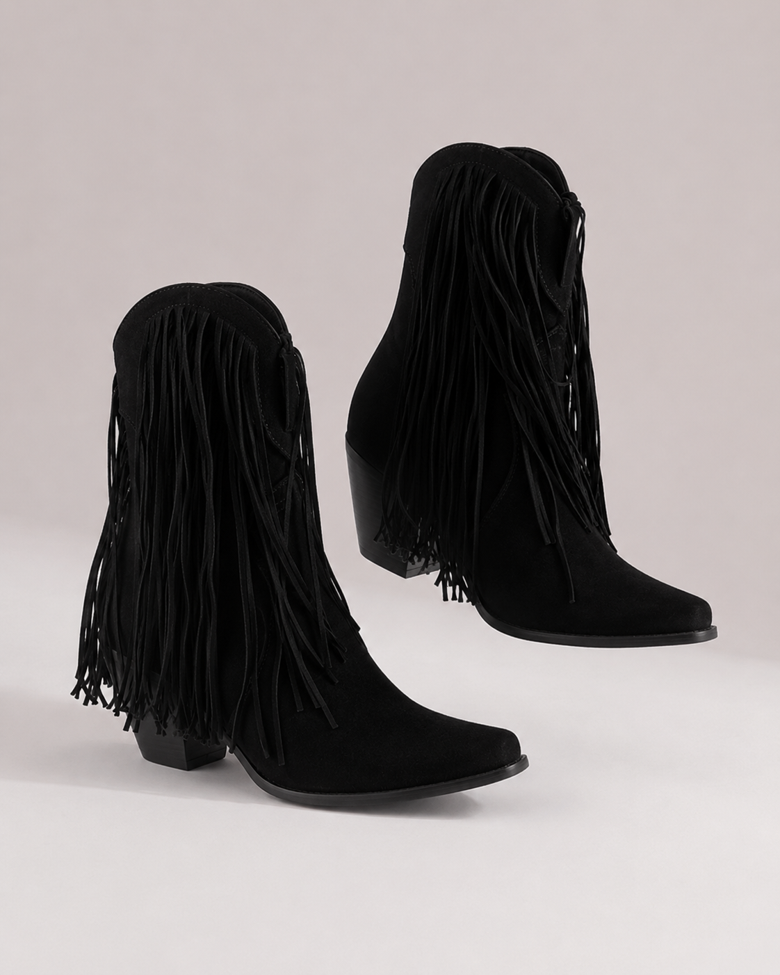Tabitha Fringe Detail Block Heel Winter Boots