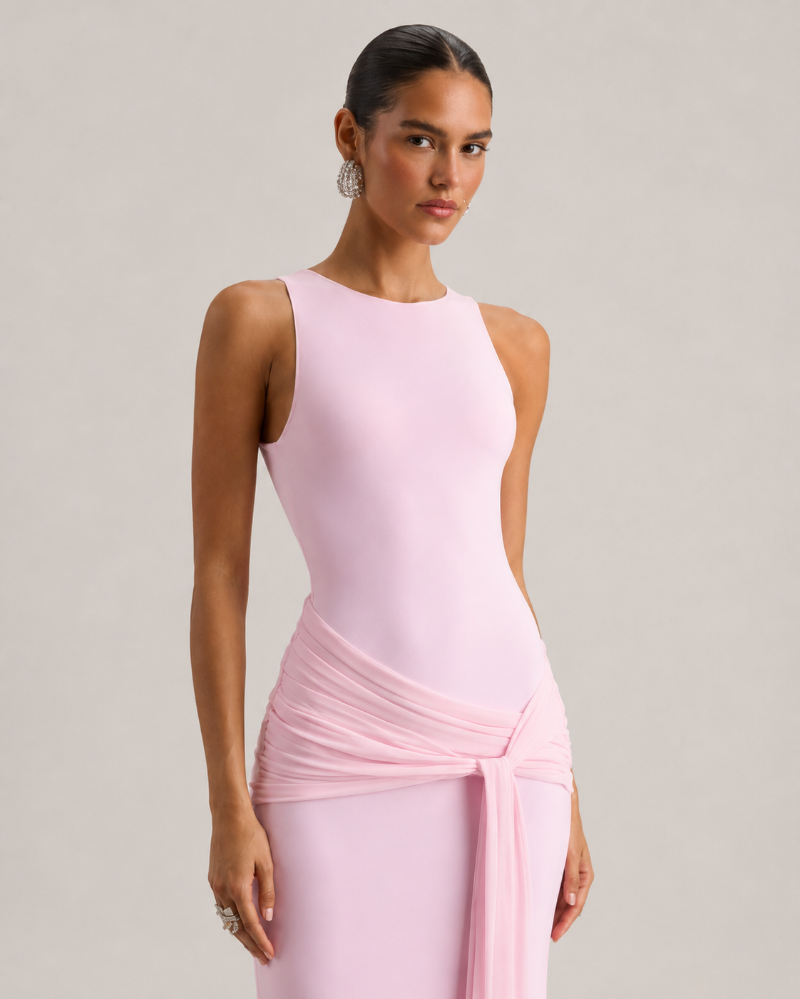 Rowena Draped Detachable Cape Evening Maxi Dress