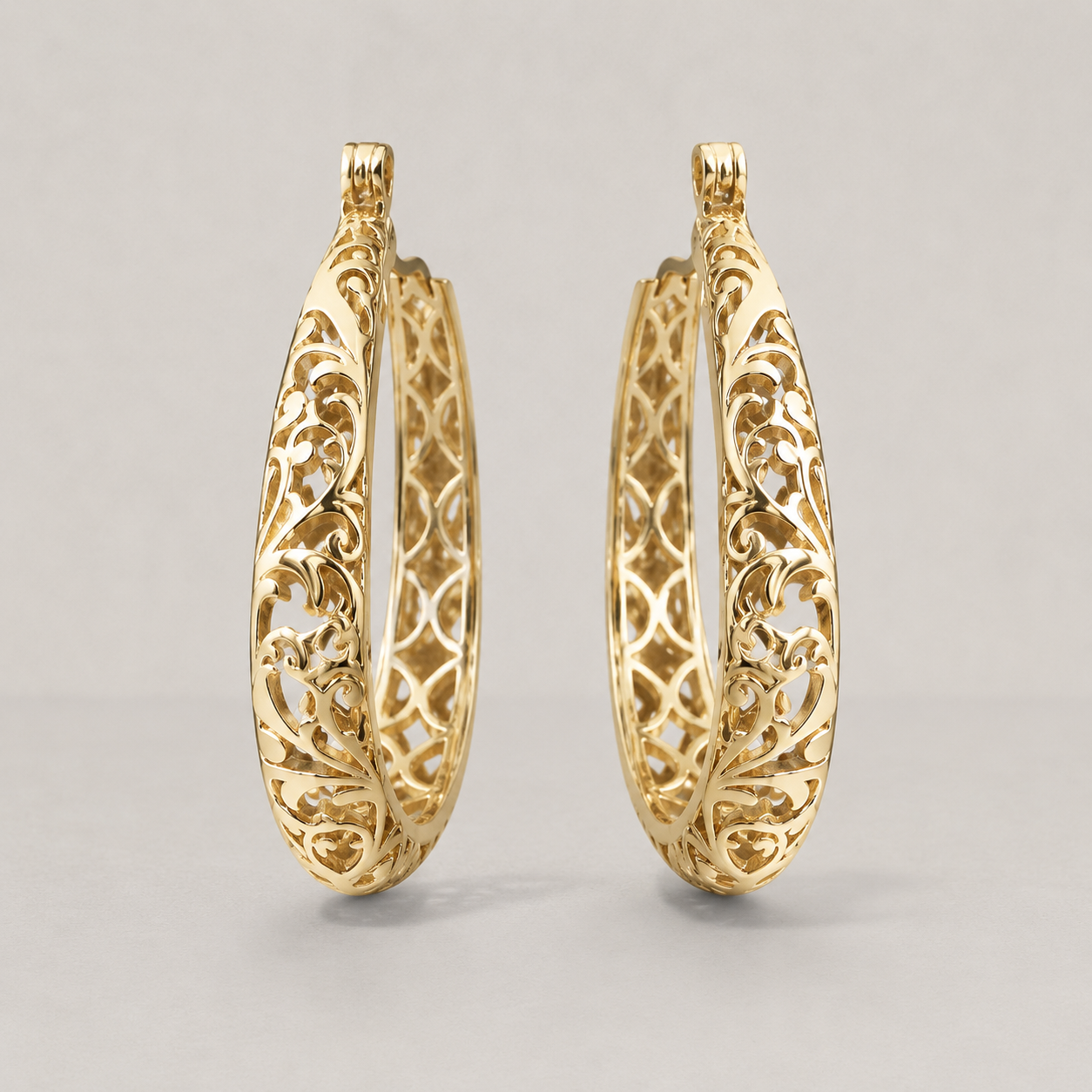 Gilda Vintage Hand Carved Hollow Hoop Earrings